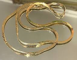Vintage Monet Herringbone Chain Shiny Gold Tone Long Sister ...