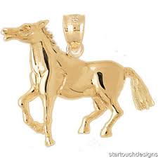 New 14k Yellow Gold Horse Pendant | eBay