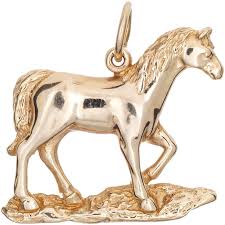 Vintage Horse Charm 14 Karat Yellow Gold Pendant Estate Fine ...