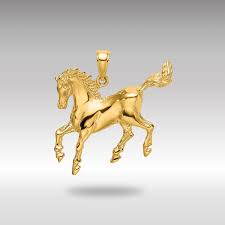14K Gold Polished Large Horse Pendant - Model K6544 ...