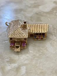 VINTAGE 14K GOLD 3D dream House w/ CAR MANSION CHARM PENDANT ...
