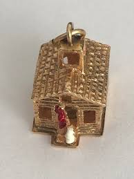 14k gold Vintage School House Charm | eBay