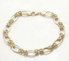 Oval Status Byzantine Bracelet with Lobster Clasp Real 14K ...