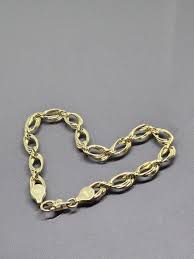 Fancy Link Oval Rings Hollow Solid Gold Bracelet Rope ...