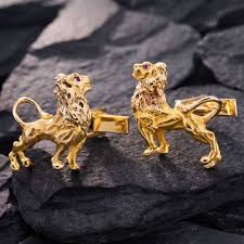 Proud Standing Lion Cufflinks 14K Yellow Gold