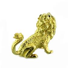 Roaring Sitting 3D Lion 14K Gold Charm