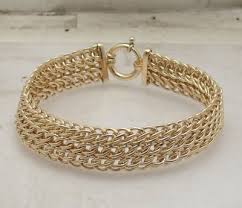 Technibond Polished Mesh Woven Sedusa Bracelet 14K Yellow Gold Plated Silver | eBay