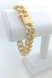 CUBAN LINK BRACELET, Style 1, Gold Plated, BOX LOCK CLASP ...