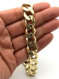 Men's 14k Solid Yellow Gold Cuban Bracelet Link Chain 8 ...