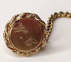 Vintage Initialed Gold Tone Tie Tack Pin " W C " Half Inch ...