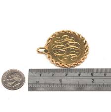 Estate Gold Pendant Vintage 14K Solid Yellow Gold Rope Edge ...
