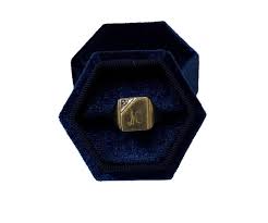 10K Gold "m" Initial Signet Ring - Mid Century Diamond ...