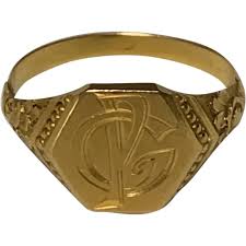 Similar Items to Art Nouveau French 18 K gold PG monogram ...