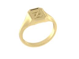 Classic Men's Signet Ring – Custom Initial, Solid 14K Yellow ...