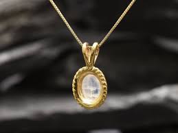 Gold Moonstone Pendant - Natural Rainbow Moonstone Necklace ...