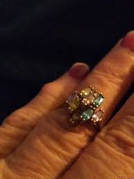 Vtg ADI Silver (925) Goldtone Ring - Multi Color Rhinestones ...