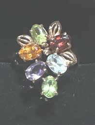 Vintage 14K Yellow Gold Multi Gemstone Ring ~size 7 - Etsy