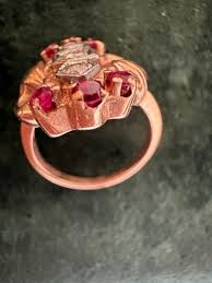 ART DECO 14K ROSE GOLD RUBIES AND DIAMONDS COCKTAIL RING. | eBay