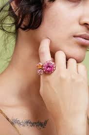 Collina Strada Candy Gem Ring - Gold/Pink Speck | Garmentory