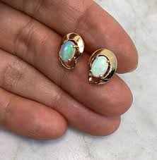 Vintage 14K Gold Opal Earrings | eBay