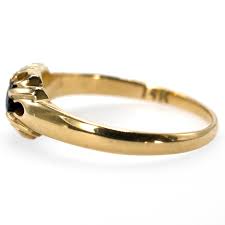 Petite Victorian Yellow Gold and Sapphire Solitaire Ring ...