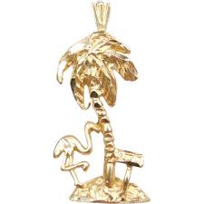 Buy 14k Gold Palm Tree Flamingo Charm / Pendant Online ...