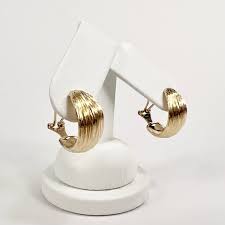 Vintage 14k Yellow Gold Textured Hoop Lever Back Earrings | eBay