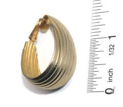 Vintage Textured Gold Tone Clip on Hoop Earrings. - Etsy