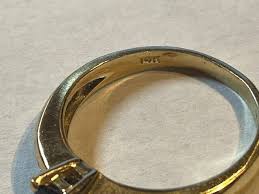 14K YELLOW GOLD COBALT BLUE TOPAZ & DIAMOND RING SIZE 7.25 ...