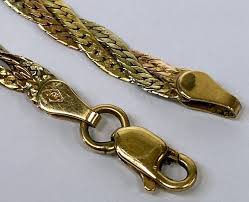 14K Rose Yellow White Gold Herringbone Chain Braided 7 ...