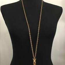 Vintage, goldtone, thick, chunky long chain with jaguar ...
