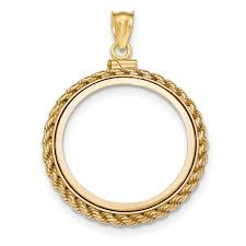 14k Gold $2.5 Dollar Indian Head Coin Rope Bezel Screw Top ...
