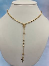 18k Gold Plated Rosary Ball Chain Necklace – Marie's Jewelry Store