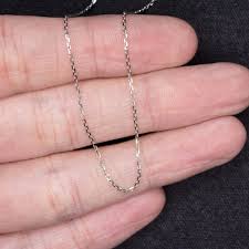 SOLID 14K WHITE GOLD 16 INCH CHAIN 1mm FLAT CABLE THIN ...