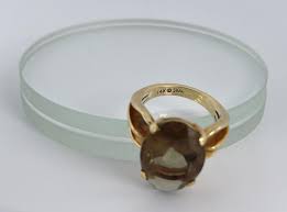 Sold at Auction: 14K GOLD SMOKEY QUARTZ RING