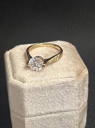 STAINLESS STEEL GOLD COLOR WOMEN'S ENGAGEMENT RING 2CT CZ ...