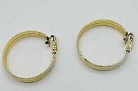 Clip On Earrings Hoops Gold Tone 1-1/4” Diameter | eBay