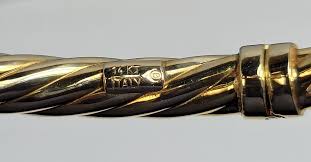 14k Yellow Gold Rope Cable Twist Cuff Bangle Bracelet/12.8 ...