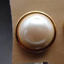 Pearl Tone Round Gold Color Vintage Clip Earrings Art Deco ...