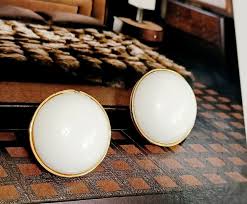 Taiwan Vintage Jewelry Monet Domed Celluloid Clip-On ...