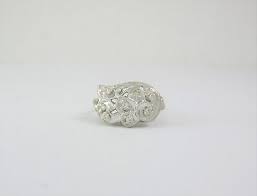 VINTAGE 14K WHITE GOLD NATURAL DIAMOND CLUSTER ...