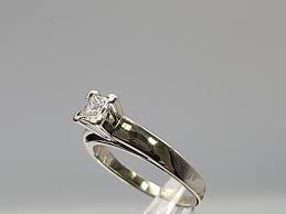 Vintage 14k White Gold Solitaire Diamond Engagement Ring ...