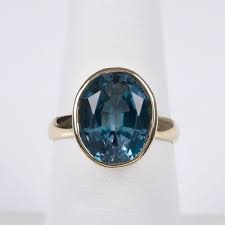 5.75 Ct Blue Topaz Art Deco Solitaire Ring 14k Solid Yellow ...