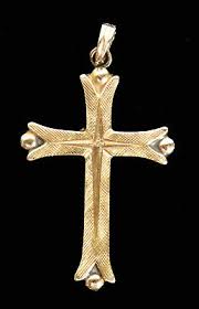 BEAUTIFUL VINTAGE 14K YELLOW GOLD 1 1/4" SMALL CROSS PENDANT ...