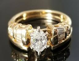 Beautiful Diamond Marquise Solitaire Baguette Round 14k ...