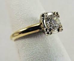 14k Solid Gold Vintage European Cut .45ct Diamond Ring Size ...