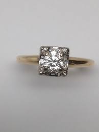Estate 14K Yellow Gold Natural Diamond Illusion Setting ...
