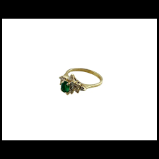 14K Yellow Gold Diamond & Natural Emerald Cluster Ring Size ...
