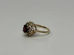 Vintage 14k Yellow Gold Oval Cut Garnet Ring - Etsy