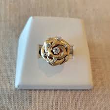 14kt Yellow Gold, Rose Ring with Diamonds | Sun City AZ